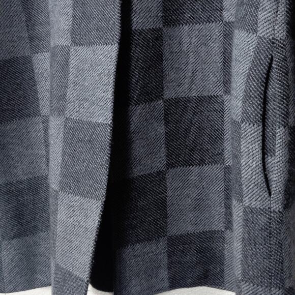EILEEN FISHER Women’s Coat Gray Check Jacquard Open Front Wool Blend Pockets M - Picture 5 of 12